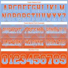 Load image into Gallery viewer, Custom Light Blue Orange-White Mesh Authentic Gradient Square Shape Flag Football Jersey