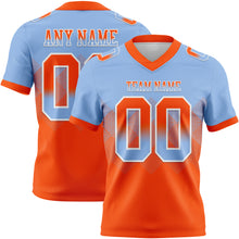 Load image into Gallery viewer, Custom Light Blue Orange-White Mesh Authentic Gradient Square Shape Flag Football Jersey