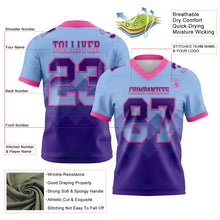 Load image into Gallery viewer, Custom Light Blue Purple-Pink Mesh Authentic Gradient Square Shape 7V7 Flag Football Jersey