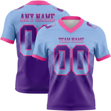 Load image into Gallery viewer, Custom Light Blue Purple-Pink Mesh Authentic Gradient Square Shape 7V7 Flag Football Jersey