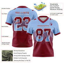Load image into Gallery viewer, Custom Light Blue Crimson-White Mesh Authentic Gradient Square Shape Flag Football Jersey