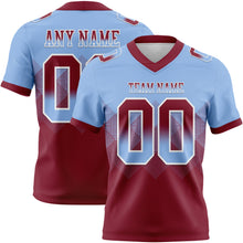 Load image into Gallery viewer, Custom Light Blue Crimson-White Mesh Authentic Gradient Square Shape Flag Football Jersey
