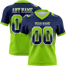 Load image into Gallery viewer, Custom Navy Neon Green-White Mesh Authentic Gradient Square Shape Flag Football Jersey