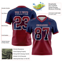 Load image into Gallery viewer, Custom Navy Crimson-White Mesh Authentic Gradient Square Shape Flag Football Jersey