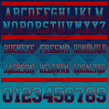 Load image into Gallery viewer, Custom Navy Teal-Red Mesh Authentic Gradient Square Shape Flag Football Jersey