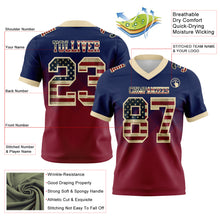 Load image into Gallery viewer, Custom Navy Vintage USA Flag Crimson-Cream Mesh Authentic Gradient Square Shape Flag Football Jersey