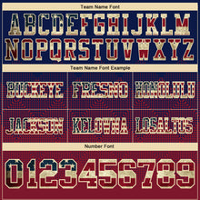 Load image into Gallery viewer, Custom Navy Vintage USA Flag Crimson-Cream Mesh Authentic Gradient Square Shape Flag Football Jersey