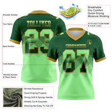 Load image into Gallery viewer, Custom Green Pea Green-Old Gold Mesh Authentic Gradient Square Shape Flag Football Jersey