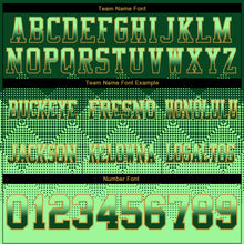 Load image into Gallery viewer, Custom Green Pea Green-Old Gold Mesh Authentic Gradient Square Shape Flag Football Jersey