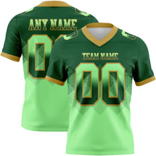 Load image into Gallery viewer, Custom Green Pea Green-Old Gold Mesh Authentic Gradient Square Shape Flag Football Jersey
