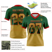 Load image into Gallery viewer, Custom Green Old Gold-Red Mesh Authentic Gradient Square Shape Flag Football Jersey