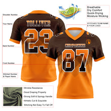Load image into Gallery viewer, Custom Brown Orange-White Mesh Authentic Gradient Square Shape Flag Football Jersey