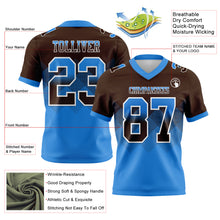 Load image into Gallery viewer, Custom Brown Powder Blue-White Mesh Authentic Gradient Square Shape Flag Football Jersey