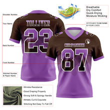 Load image into Gallery viewer, Custom Brown Medium Purple-White Mesh Authentic Gradient Square Shape Flag Football Jersey