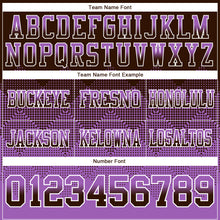 Load image into Gallery viewer, Custom Brown Medium Purple-White Mesh Authentic Gradient Square Shape Flag Football Jersey