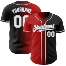 Load image into Gallery viewer, Custom Black White Red-Gray Authentic Gradient Fashion Baseball Jersey