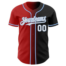 Load image into Gallery viewer, Custom Black White Red-Light Blue Authentic Gradient Fashion Baseball Jersey