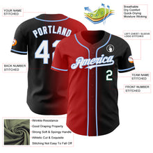 Load image into Gallery viewer, Custom Black White Red-Light Blue Authentic Gradient Fashion Baseball Jersey