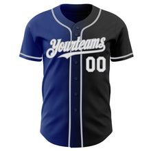 Load image into Gallery viewer, Custom Black White Royal-Gray Authentic Gradient Fashion Baseball Jersey
