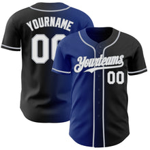 Load image into Gallery viewer, Custom Black White Royal-Gray Authentic Gradient Fashion Baseball Jersey