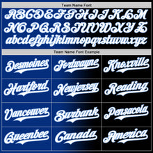 Load image into Gallery viewer, Custom Black White Royal-Light Blue Authentic Gradient Fashion Baseball Jersey