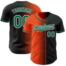 Load image into Gallery viewer, Custom Black Kelly Green Orange-White Authentic Gradient Fashion Baseball Jersey