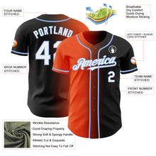 Load image into Gallery viewer, Custom Black White Orange-Light Blue Authentic Gradient Fashion Baseball Jersey