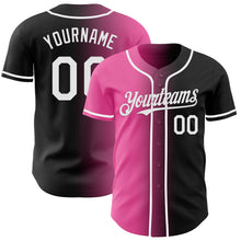 Load image into Gallery viewer, Custom Black White-Pink Authentic Gradient Fashion Baseball Jersey