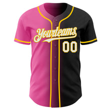 Load image into Gallery viewer, Custom Black White Pink-Yellow Authentic Gradient Fashion Baseball Jersey