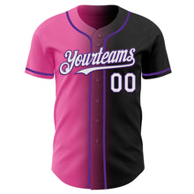 Load image into Gallery viewer, Custom Black White Pink-Purple Authentic Gradient Fashion Baseball Jersey
