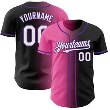 Load image into Gallery viewer, Custom Black White Pink-Purple Authentic Gradient Fashion Baseball Jersey