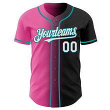Load image into Gallery viewer, Custom Black White Pink-Teal Authentic Gradient Fashion Baseball Jersey