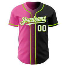 Load image into Gallery viewer, Custom Black White Pink-Neon Green Authentic Gradient Fashion Baseball Jersey