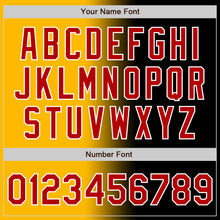 Load image into Gallery viewer, Custom Black Red Gold-White Authentic Gradient Fashion Baseball Jersey