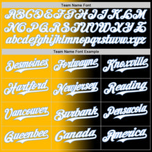 Load image into Gallery viewer, Custom Black Light Blue Gold-White Authentic Gradient Fashion Baseball Jersey