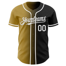 Load image into Gallery viewer, Custom Black White-Old Gold Authentic Gradient Fashion Baseball Jersey