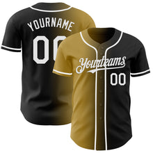 Load image into Gallery viewer, Custom Black White-Old Gold Authentic Gradient Fashion Baseball Jersey