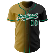 Load image into Gallery viewer, Custom Black Kelly Green Old Gold-White Authentic Gradient Fashion Baseball Jersey