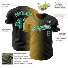 Load image into Gallery viewer, Custom Black Kelly Green Old Gold-White Authentic Gradient Fashion Baseball Jersey