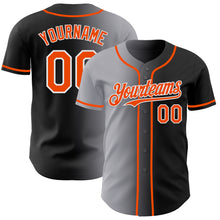 Load image into Gallery viewer, Custom Black Orange Gray-White Authentic Gradient Fashion Baseball Jersey