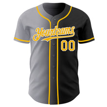 Load image into Gallery viewer, Custom Black Gold Gray-White Authentic Gradient Fashion Baseball Jersey