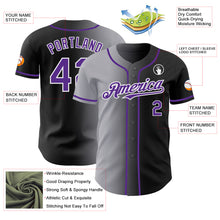 Load image into Gallery viewer, Custom Black Purple Gray-White Authentic Gradient Fashion Baseball Jersey