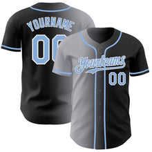 Load image into Gallery viewer, Custom Black Light Blue Gray-White Authentic Gradient Fashion Baseball Jersey
