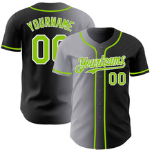 Load image into Gallery viewer, Custom Black Neon Green Gray-White Authentic Gradient Fashion Baseball Jersey