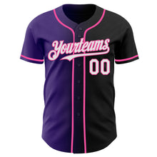 Load image into Gallery viewer, Custom Black White Purple-Pink Authentic Gradient Fashion Baseball Jersey