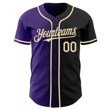 Load image into Gallery viewer, Custom Black Cream-Purple Authentic Gradient Fashion Baseball Jersey