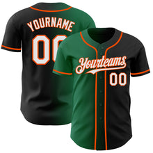 Load image into Gallery viewer, Custom Black White Kelly Green-Orange Authentic Gradient Fashion Baseball Jersey