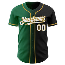 Load image into Gallery viewer, Custom Black White Kelly Green-Old Gold Authentic Gradient Fashion Baseball Jersey