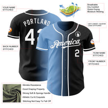 Load image into Gallery viewer, Custom Black White-Light Blue Authentic Gradient Fashion Baseball Jersey