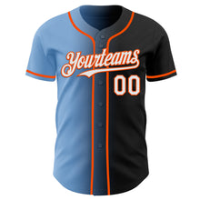 Load image into Gallery viewer, Custom Black White Light Blue-Orange Authentic Gradient Fashion Baseball Jersey